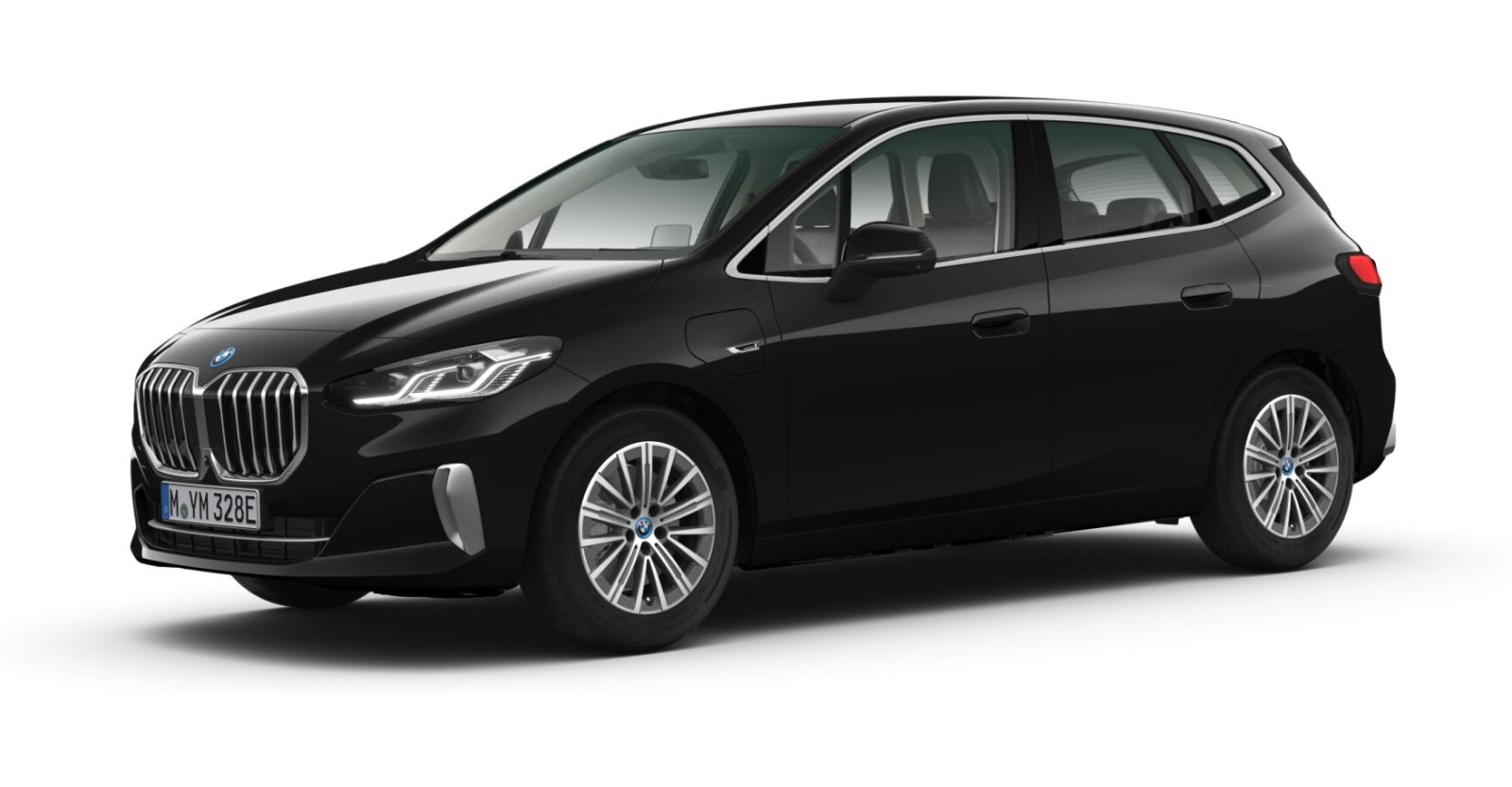 BMW 225e xDrive Active Tourer in Schwarz von vorne BMW 225e xDrive Active Tourer in Schwarz von vorne
