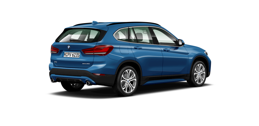 BMW BMW X in Blau von hinten BMW BMW X in Blau von hinten