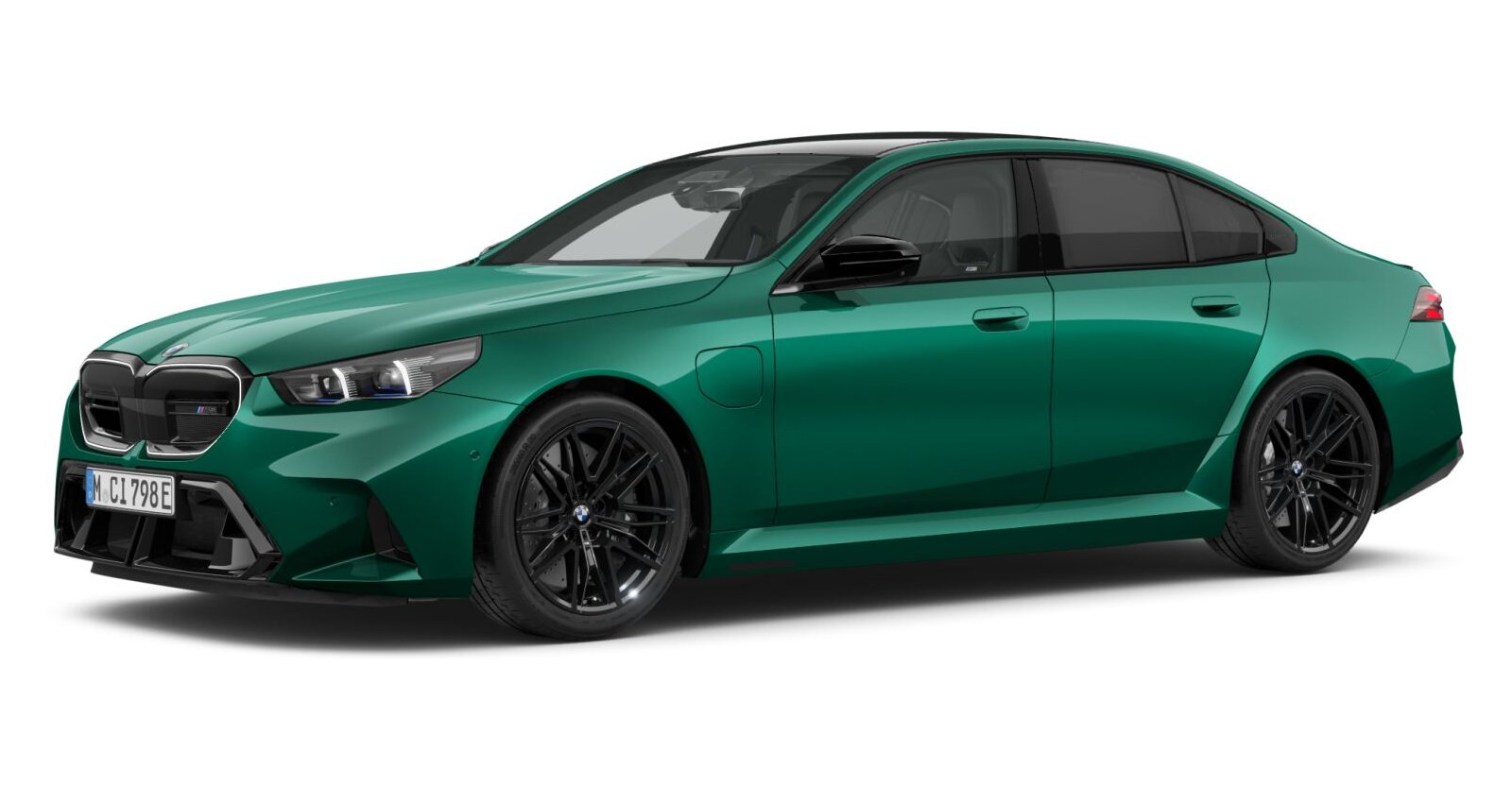 BMW M5 Limousine in Grün von vorne