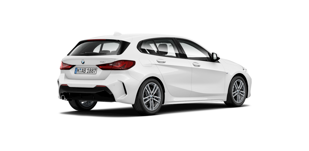 BMW BMW 1er in Weiß von hinten BMW BMW 1er in Weiß von hinten