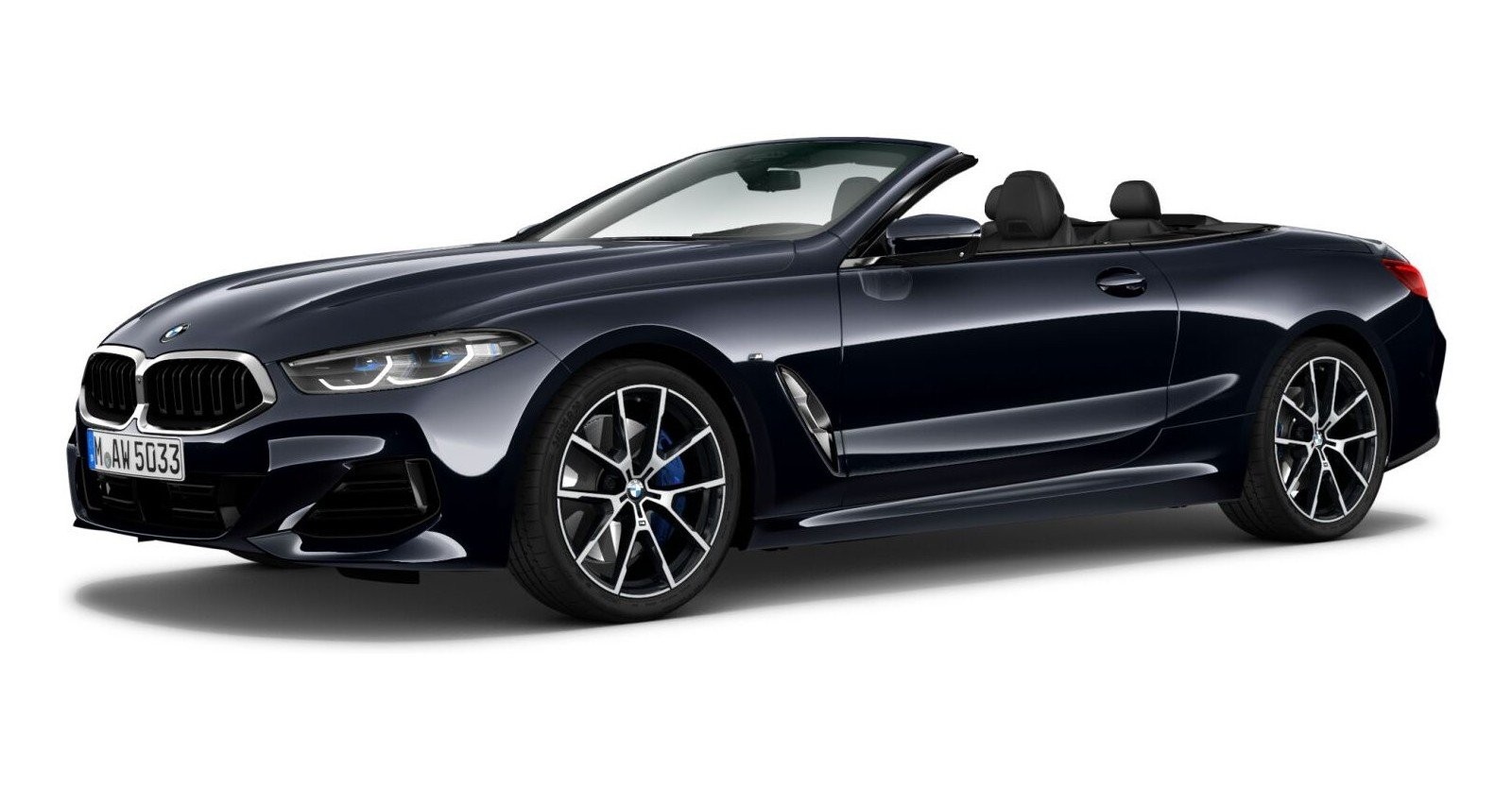 BMW 840i xDrive Cabrio in Schwarz von vorne