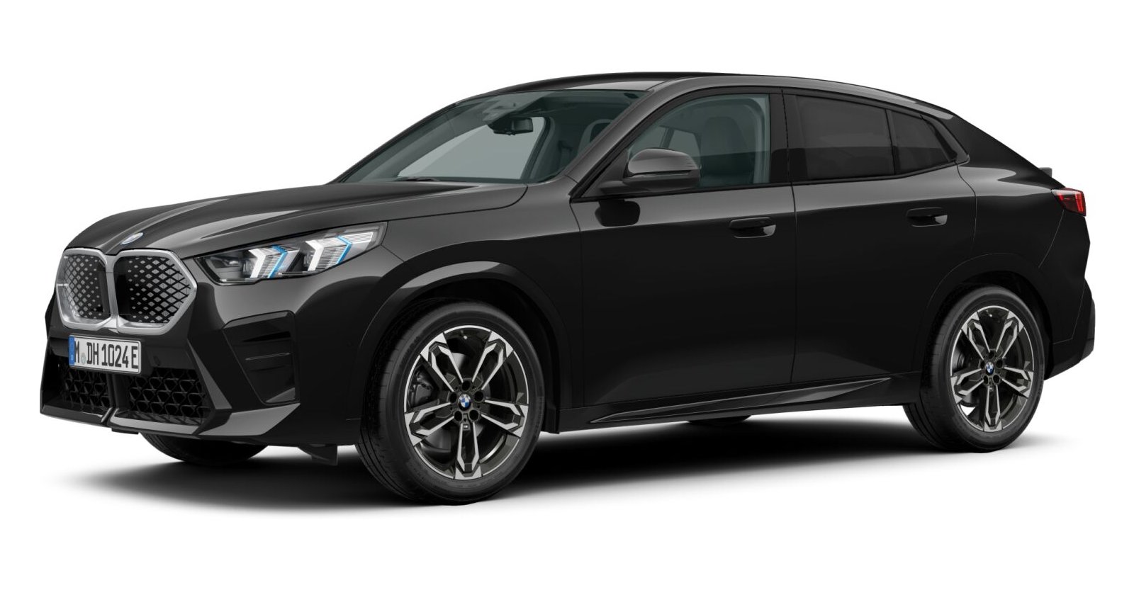 BMW iX2 xDrive30 in Schwarz von vorne BMW iX2 xDrive30 in Schwarz von vorne