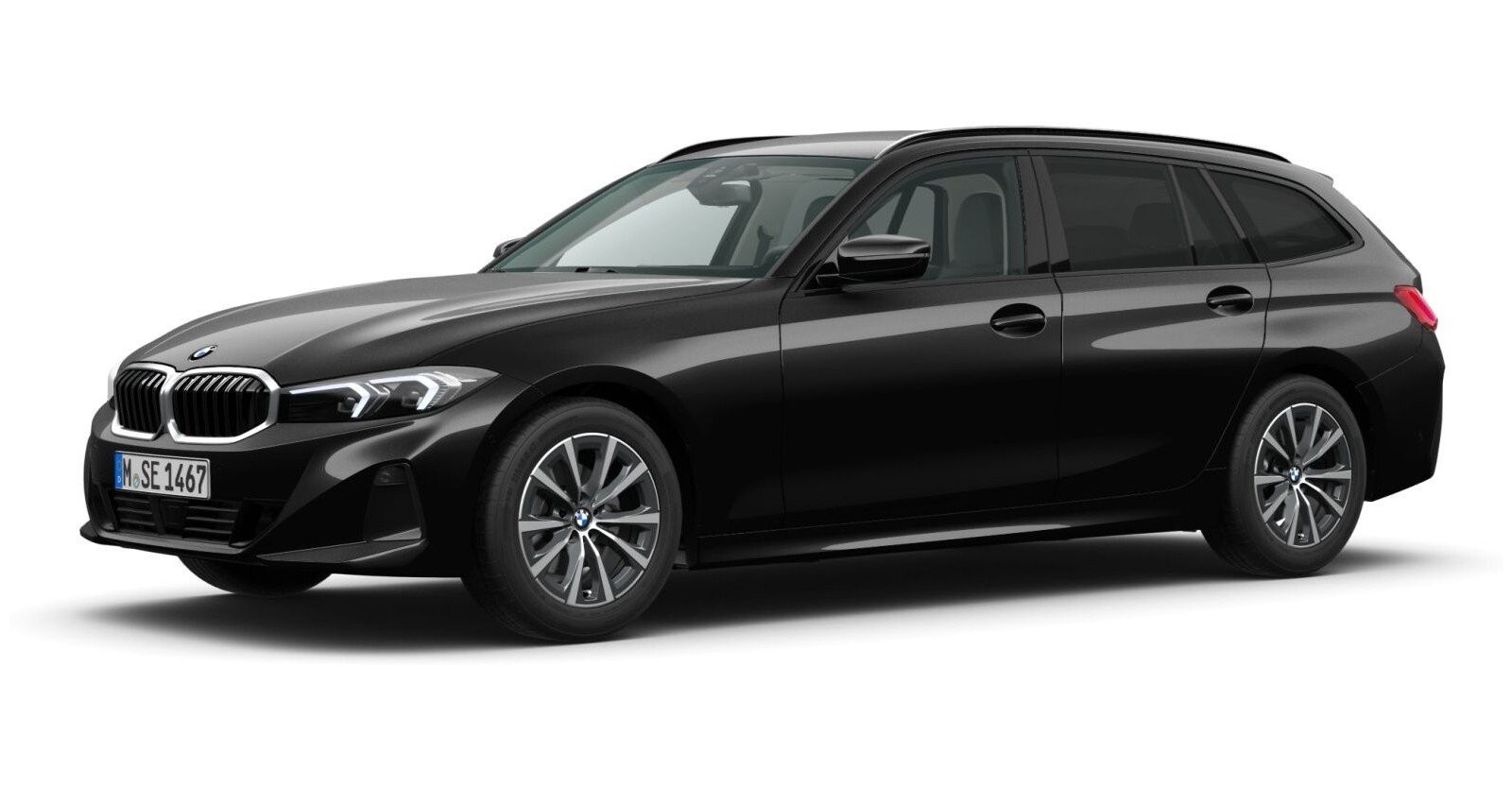 BMW 318d Touring in Schwarz von vorne