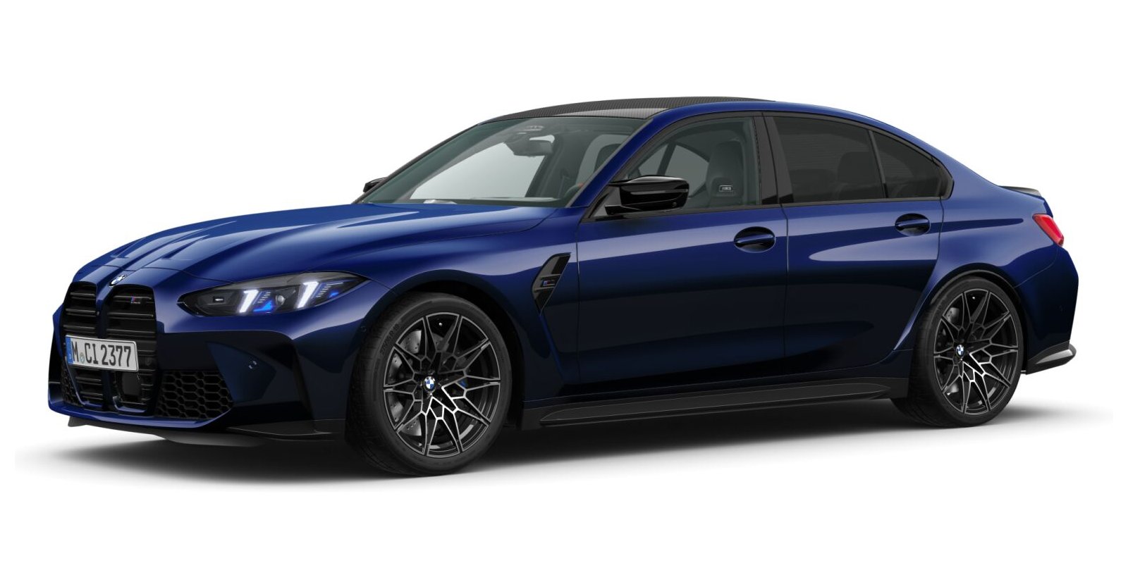 BMW M3 Competition Limousine mit M xDrive in Blau von vorne BMW M3 Competition Limousine mit M xDrive in Blau von vorne