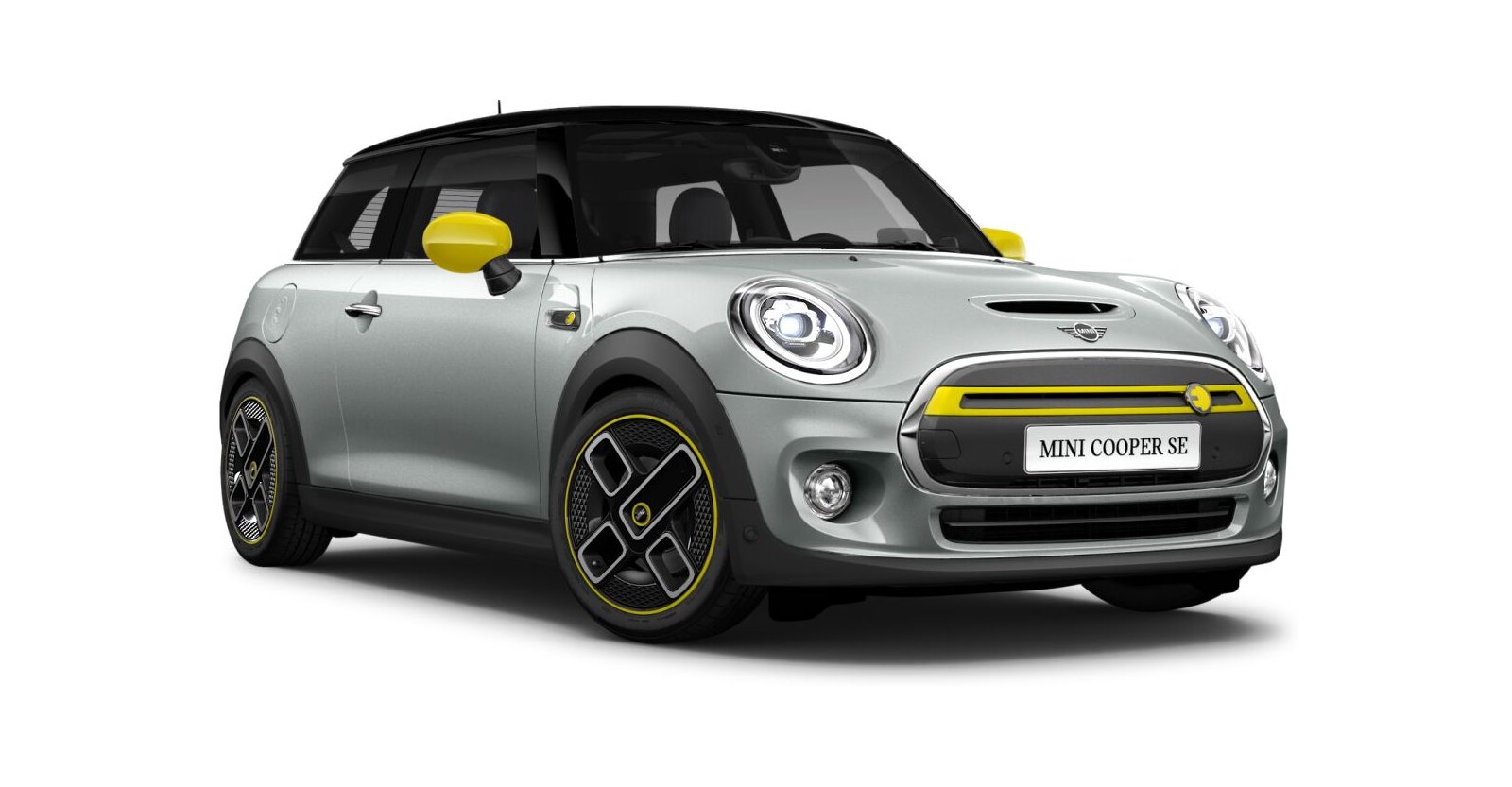 MINI Cooper SE in Silber von vorne