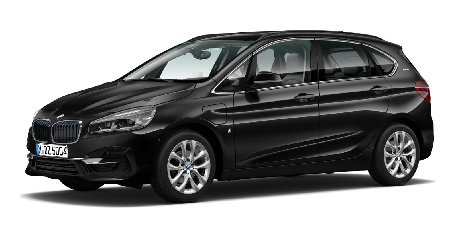 BMW 225xe Active Tourer in Schwarz von vorne