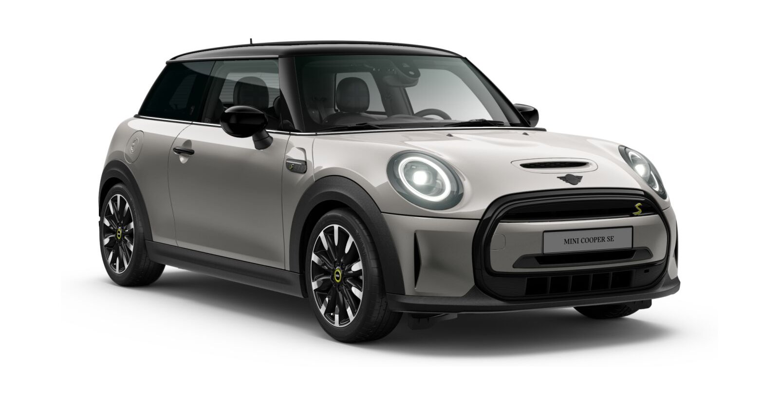 MINI Cooper SE in Silber von vorne