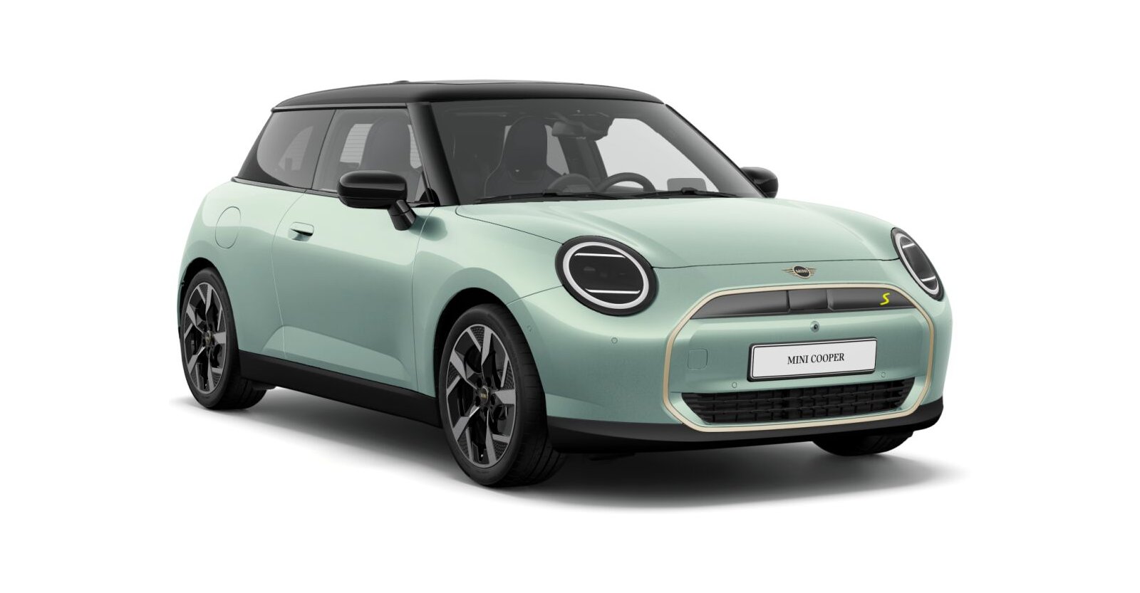 MINI Cooper SE in Grün von vorne MINI Cooper SE in Grün von vorne