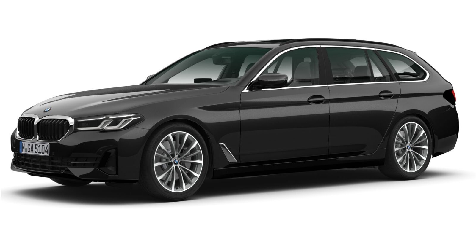 BMW 540d xDrive Touring in Schwarz von vorne