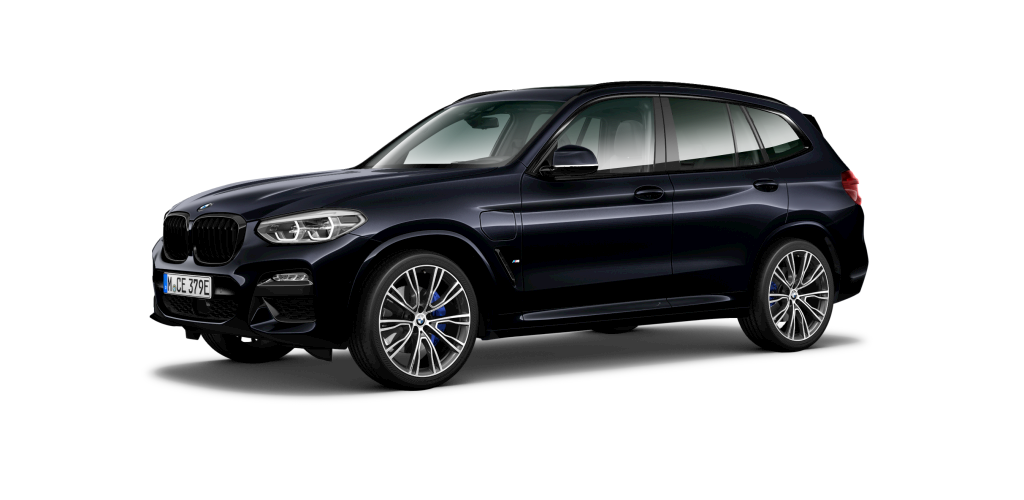 BMW X3 xDrive30e in Schwarz von vorne