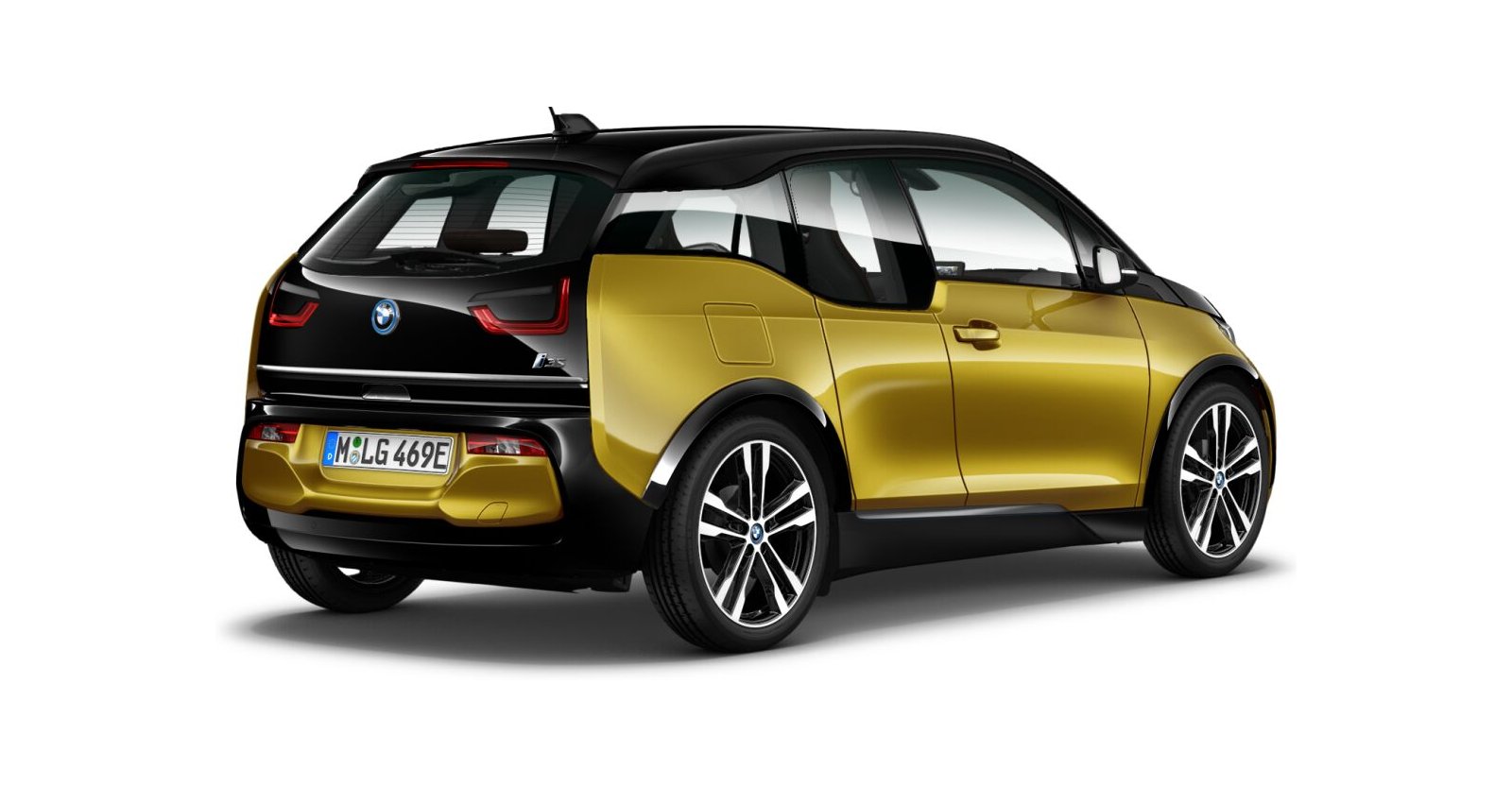 BMW BMW I in Gold von hinten BMW BMW I in Gold von hinten
