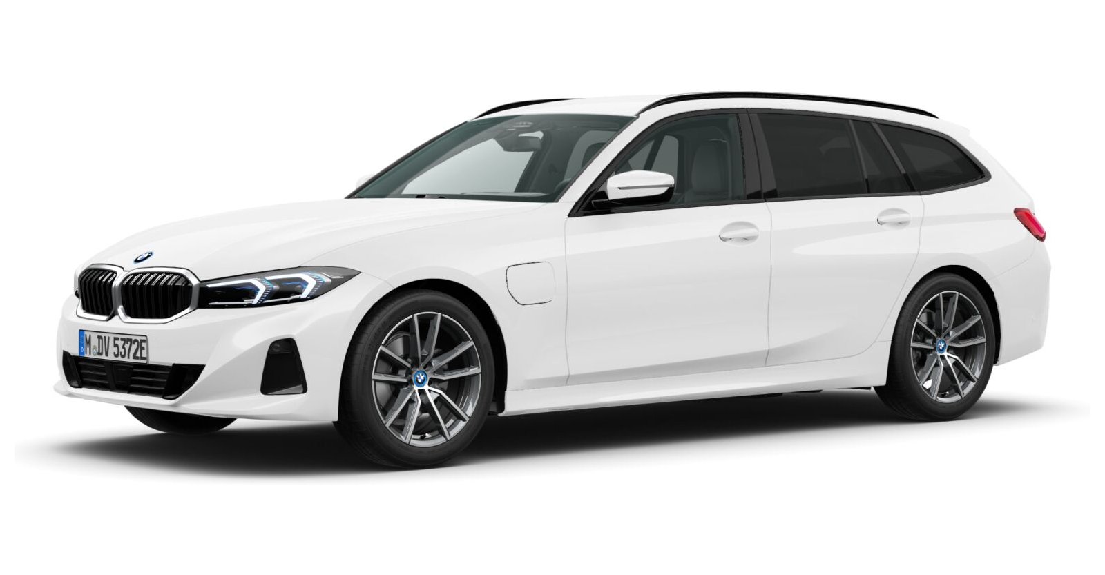 BMW 320e xDrive Touring in Weiß von vorne