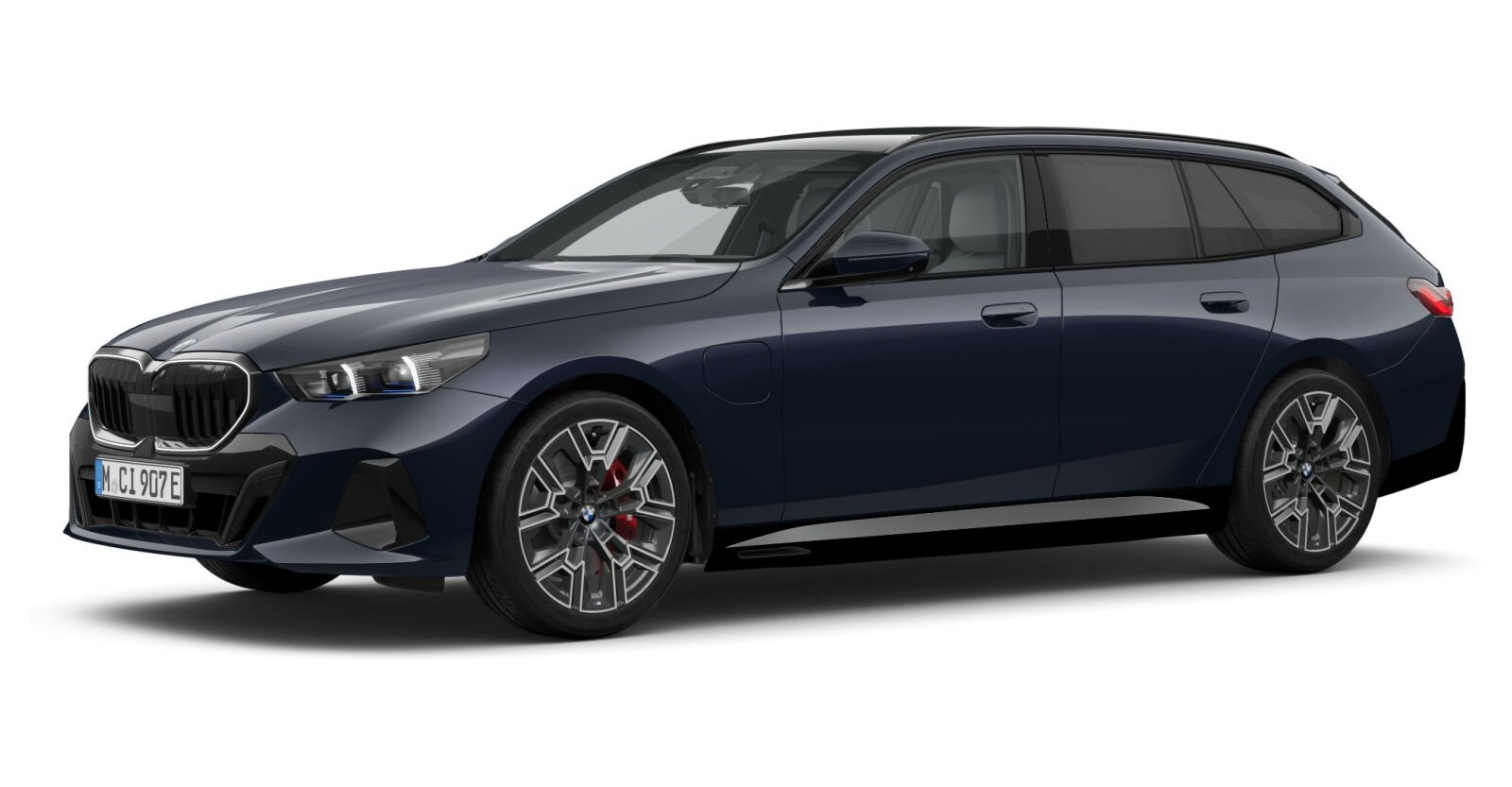 BMW 550e xDrive Touring in Schwarz von vorne