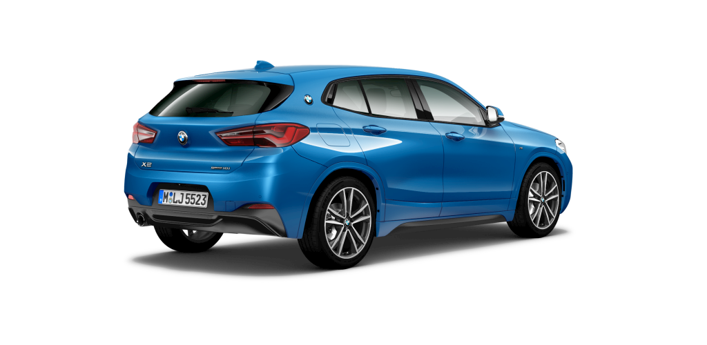 BMW BMW X in Blau von hinten BMW BMW X in Blau von hinten