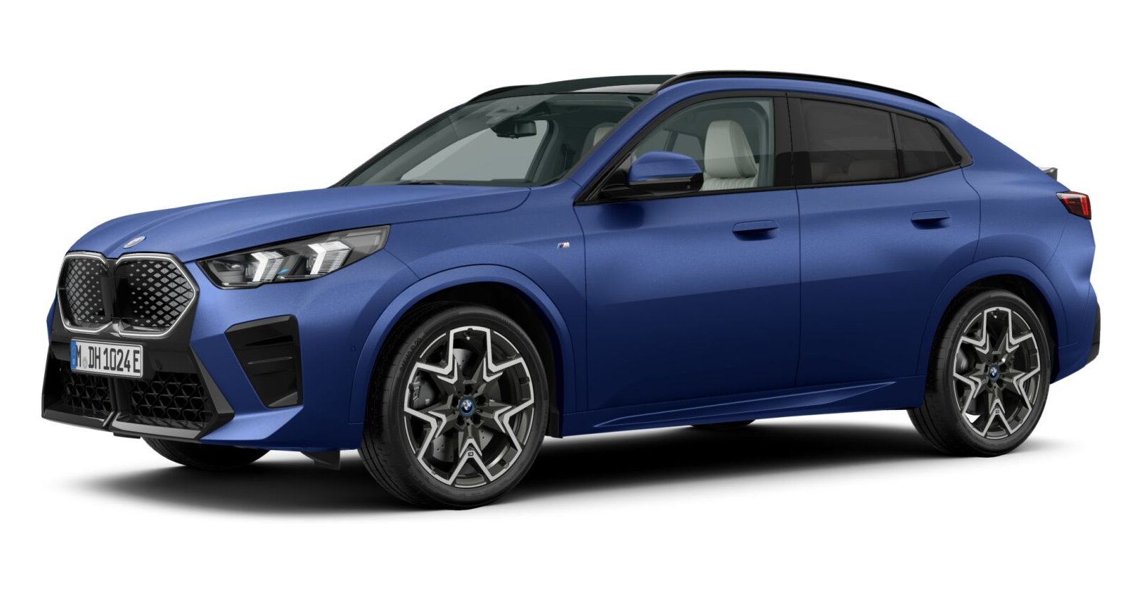 BMW iX2 xDrive30 in Blau von vorne