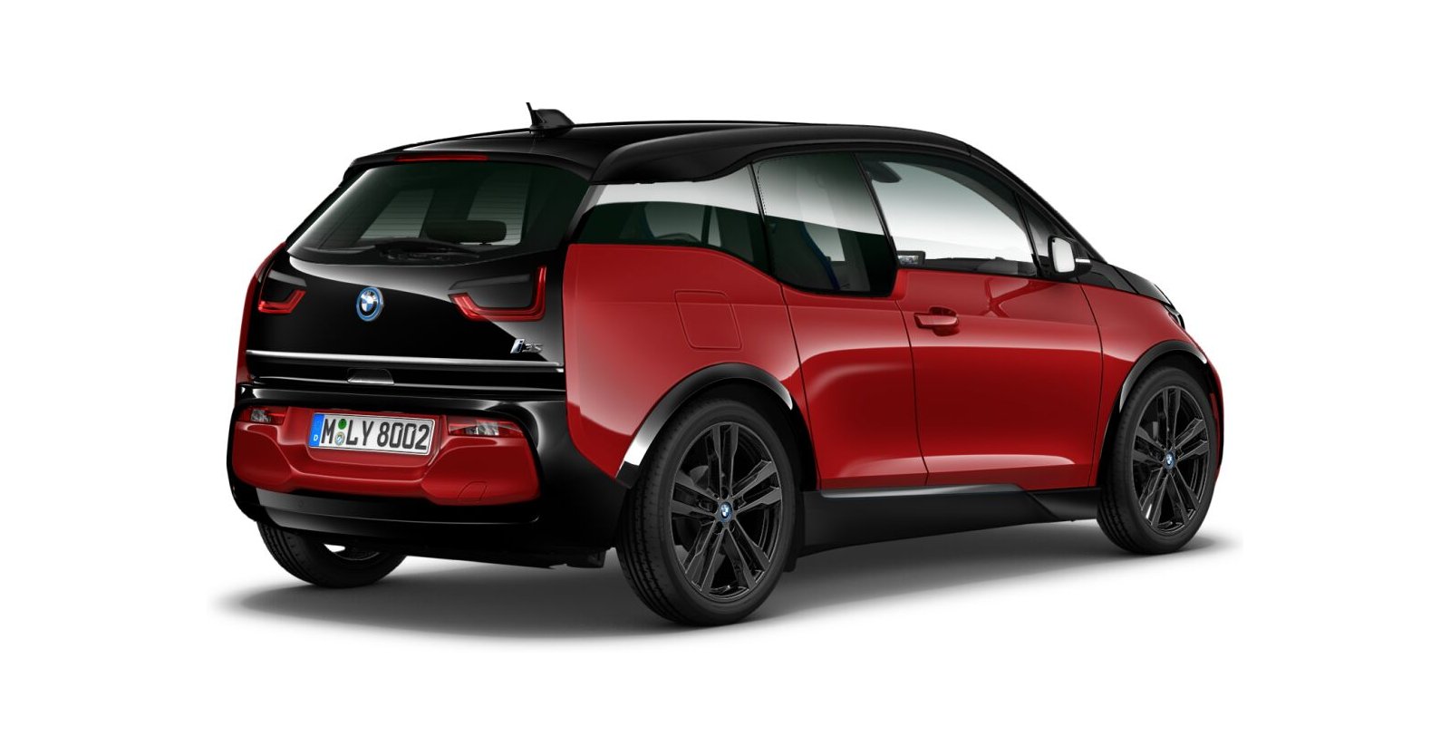 BMW BMW I in Rot von hinten