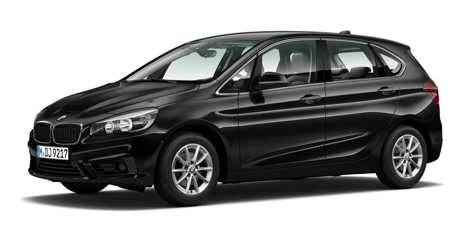 BMW 218i Active Tourer in Schwarz von vorne