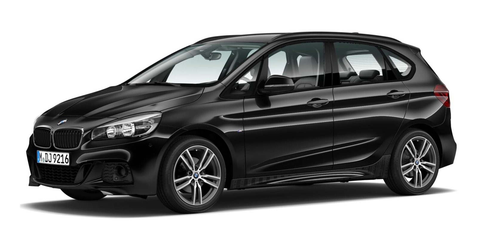 BMW 218i Active Tourer in Schwarz von vorne