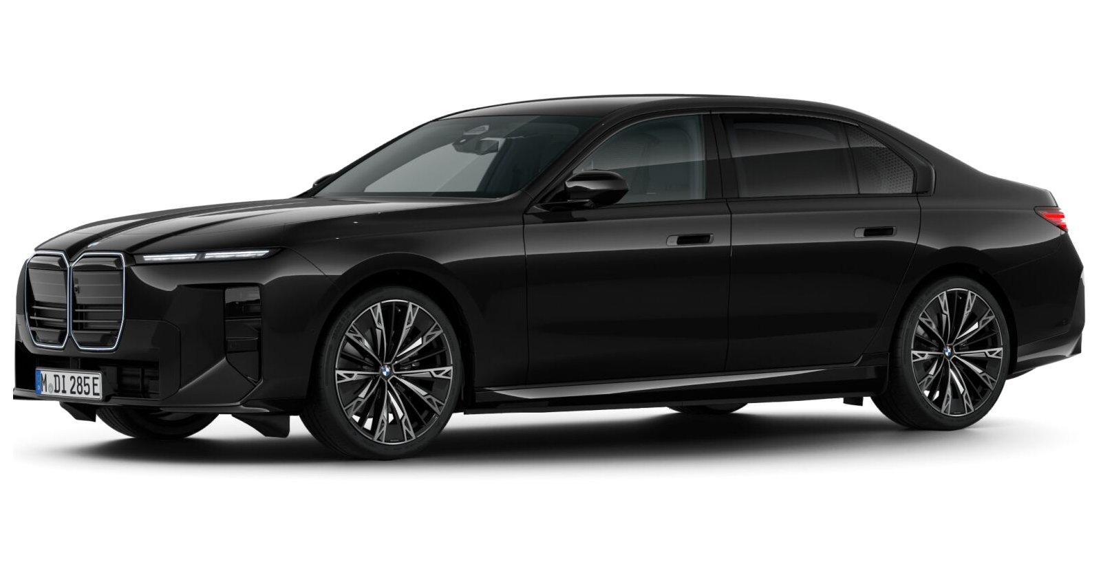BMW i7 60 xDrive Limousine in Schwarz von vorne