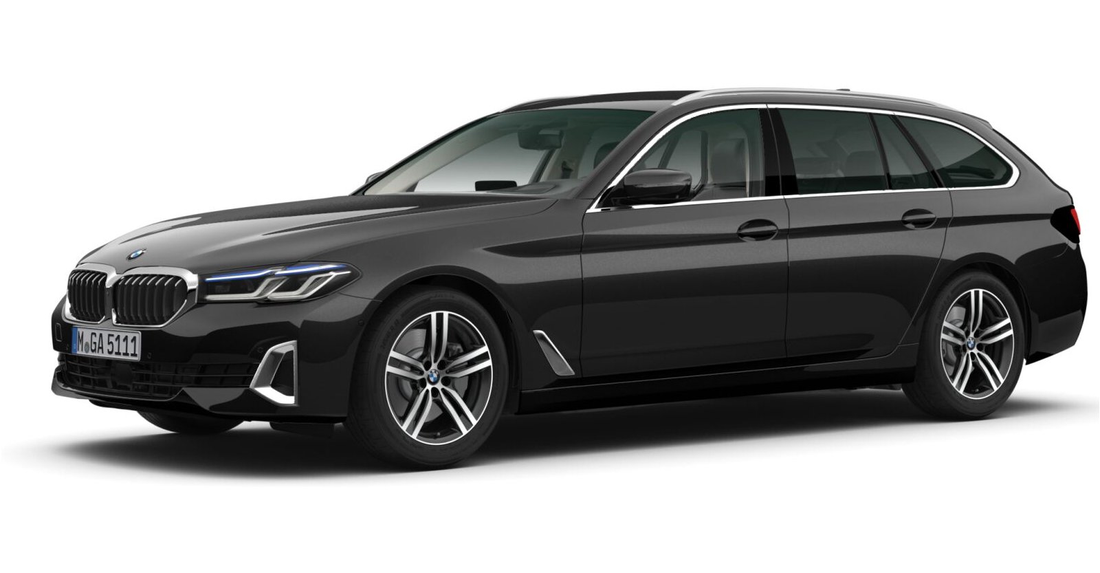 BMW 520d xDrive Touring in Schwarz von vorne