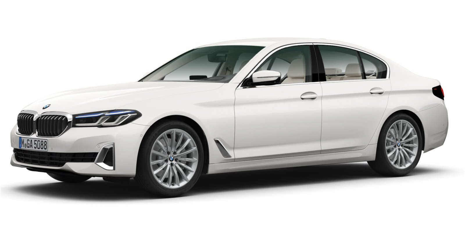 BMW 530i xDrive Limousine in Weiß von vorne BMW 530i xDrive Limousine in Weiß von vorne