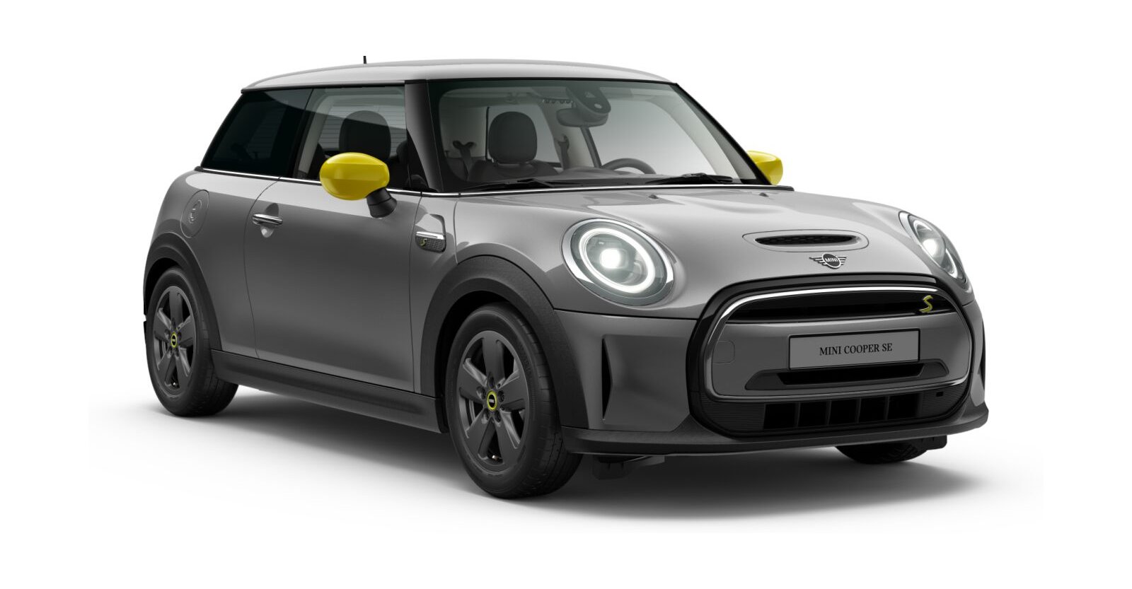 MINI Cooper SE in Grau von vorne