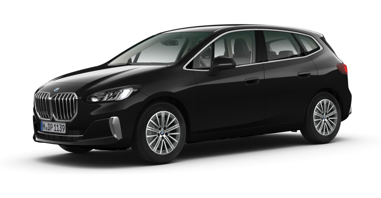 BMW 218i Active Tourer in Schwarz von vorne