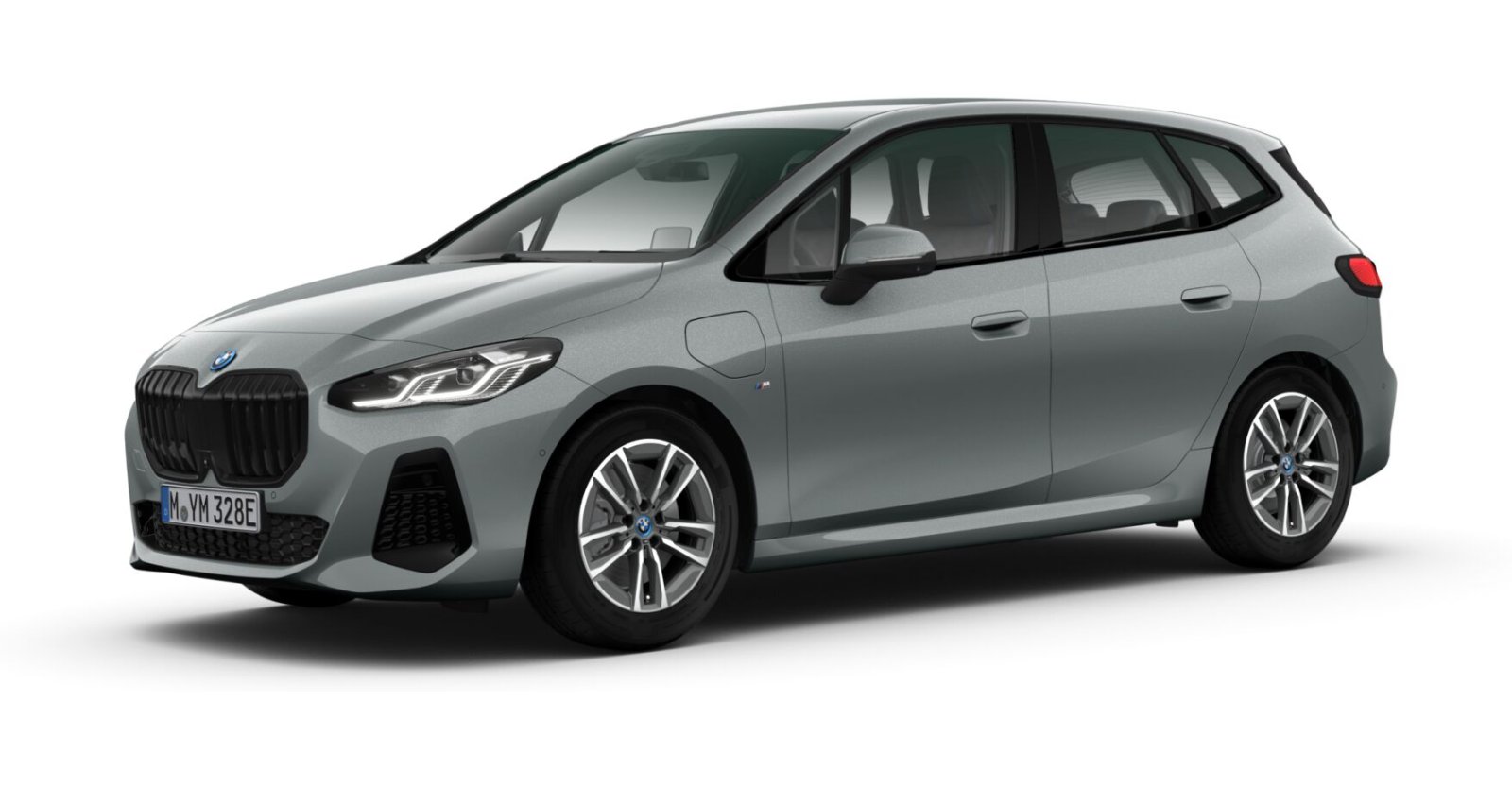 BMW 225e xDrive Active Tourer in Grau von vorne