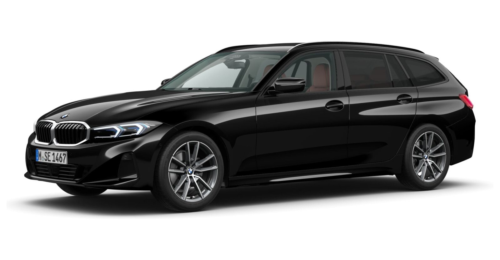 BMW 318d Touring in Schwarz von vorne BMW 318d Touring in Schwarz von vorne