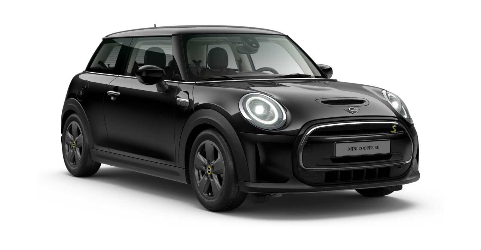 MINI Cooper SE in Schwarz von vorne MINI Cooper SE in Schwarz von vorne