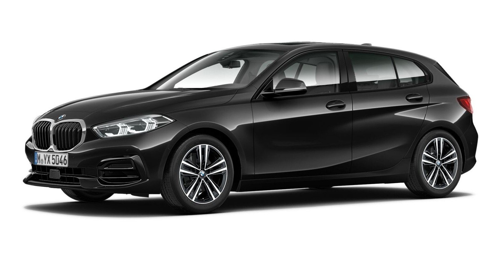 BMW 118d in Schwarz von vorne