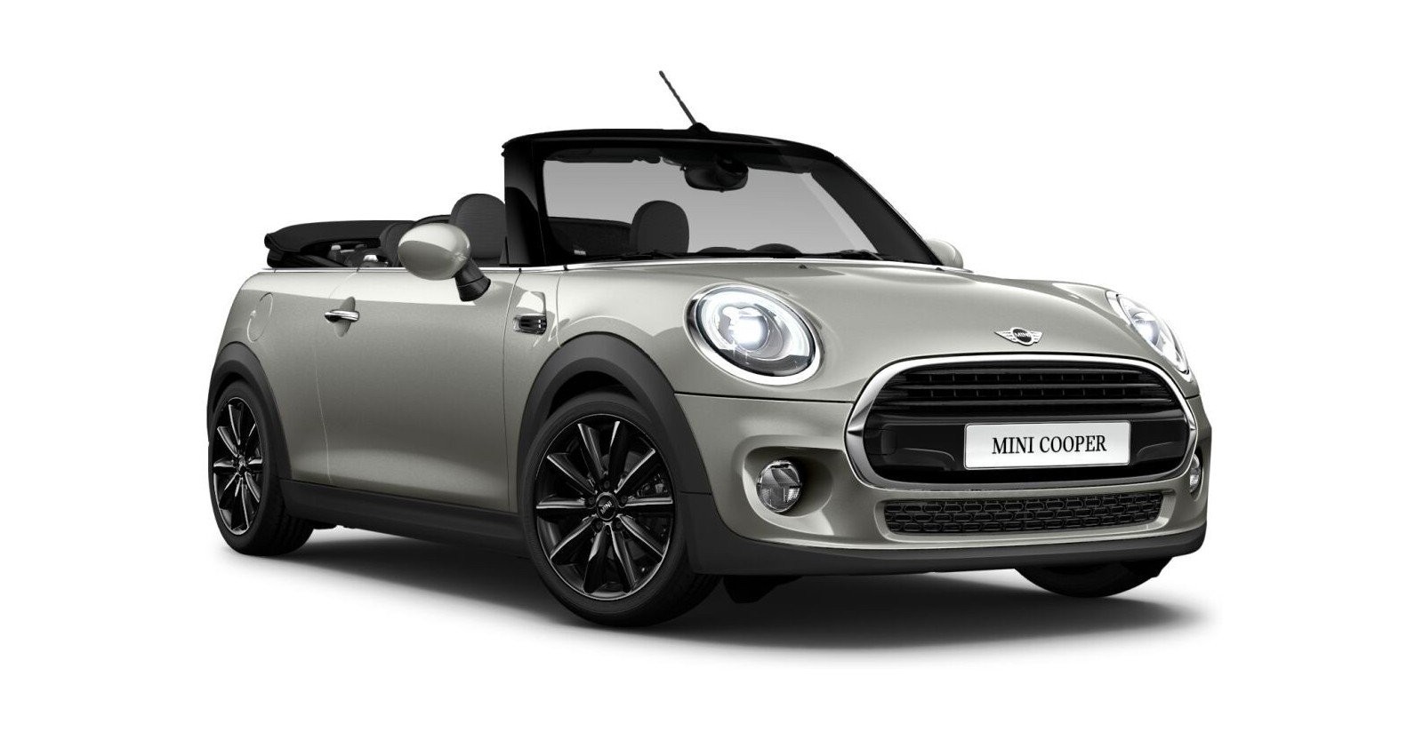 MINI Cooper Cabrio in Silber von vorne MINI Cooper Cabrio in Silber von vorne