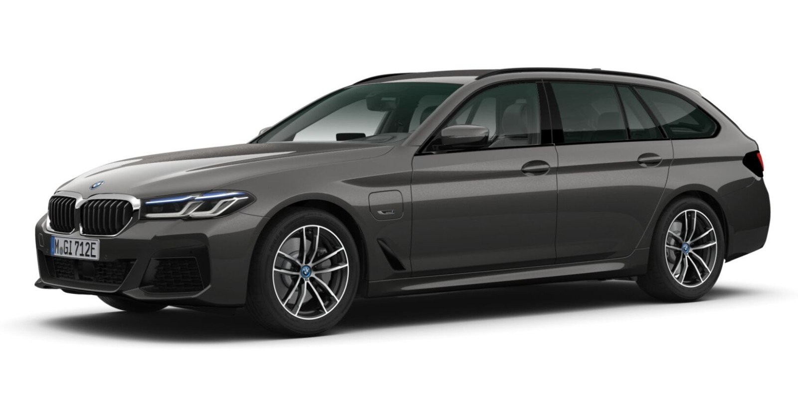 BMW 530e xDrive Touring in Grau von vorne