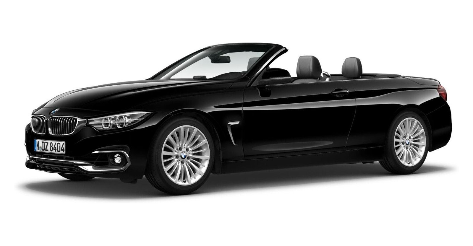 BMW 440i Cabrio in Schwarz von vorne BMW 440i Cabrio in Schwarz von vorne