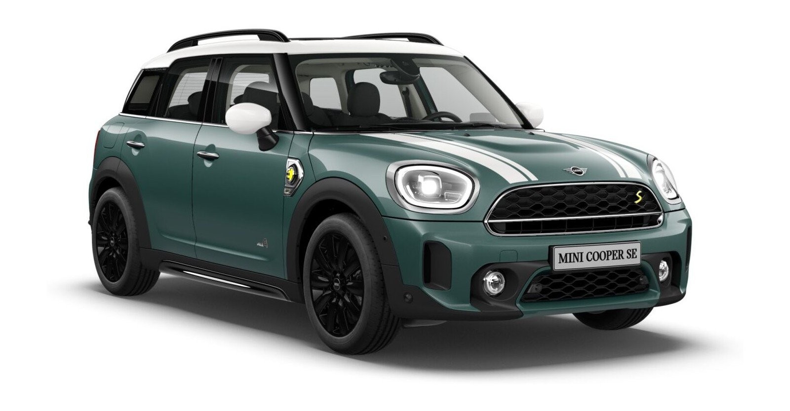 MINI Cooper SE Countryman ALL4 in Grün von vorne