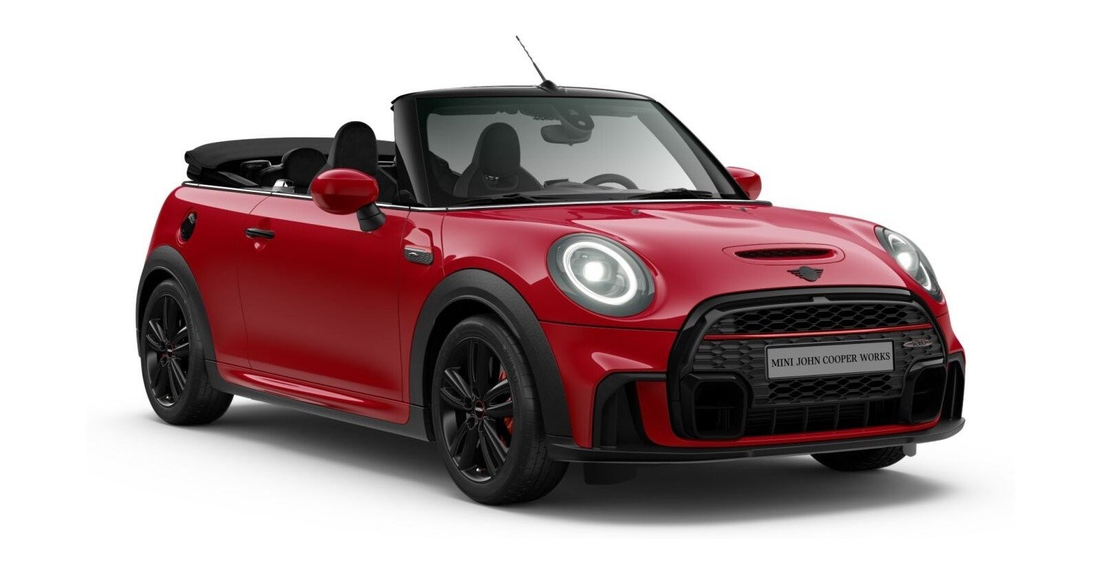 MINI JCW Cabrio in Rot von vorne MINI JCW Cabrio in Rot von vorne