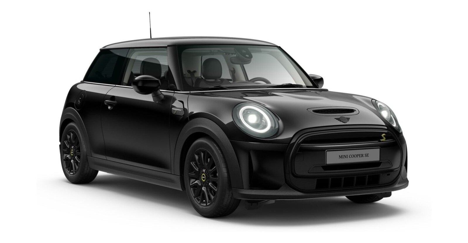 MINI Cooper SE in Schwarz von vorne MINI Cooper SE in Schwarz von vorne