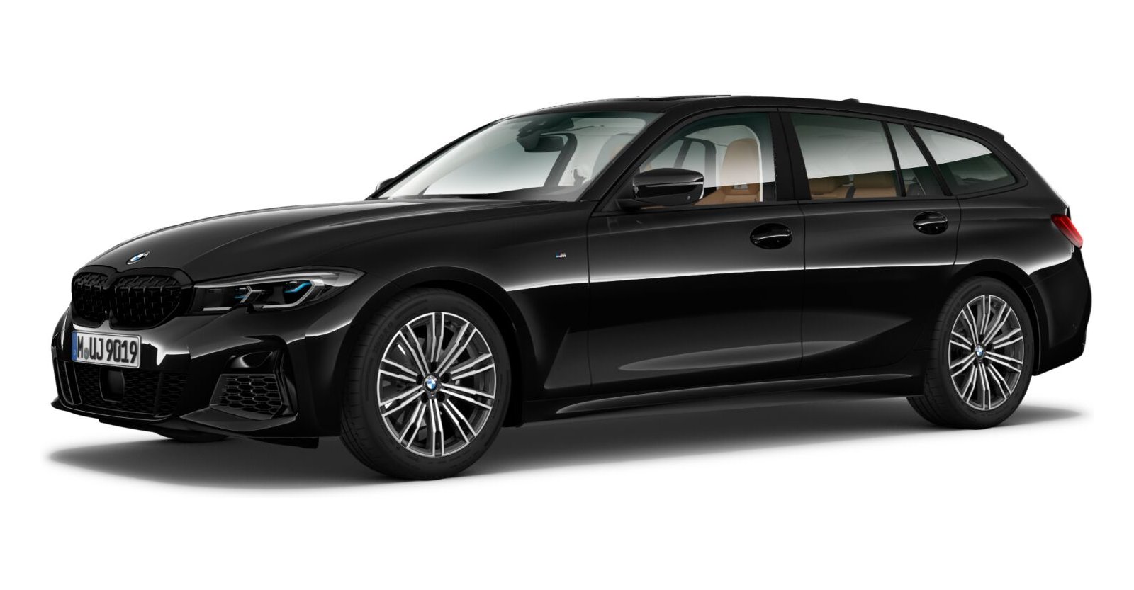BMW M340d xDrive Touring in Schwarz von vorne BMW M340d xDrive Touring in Schwarz von vorne