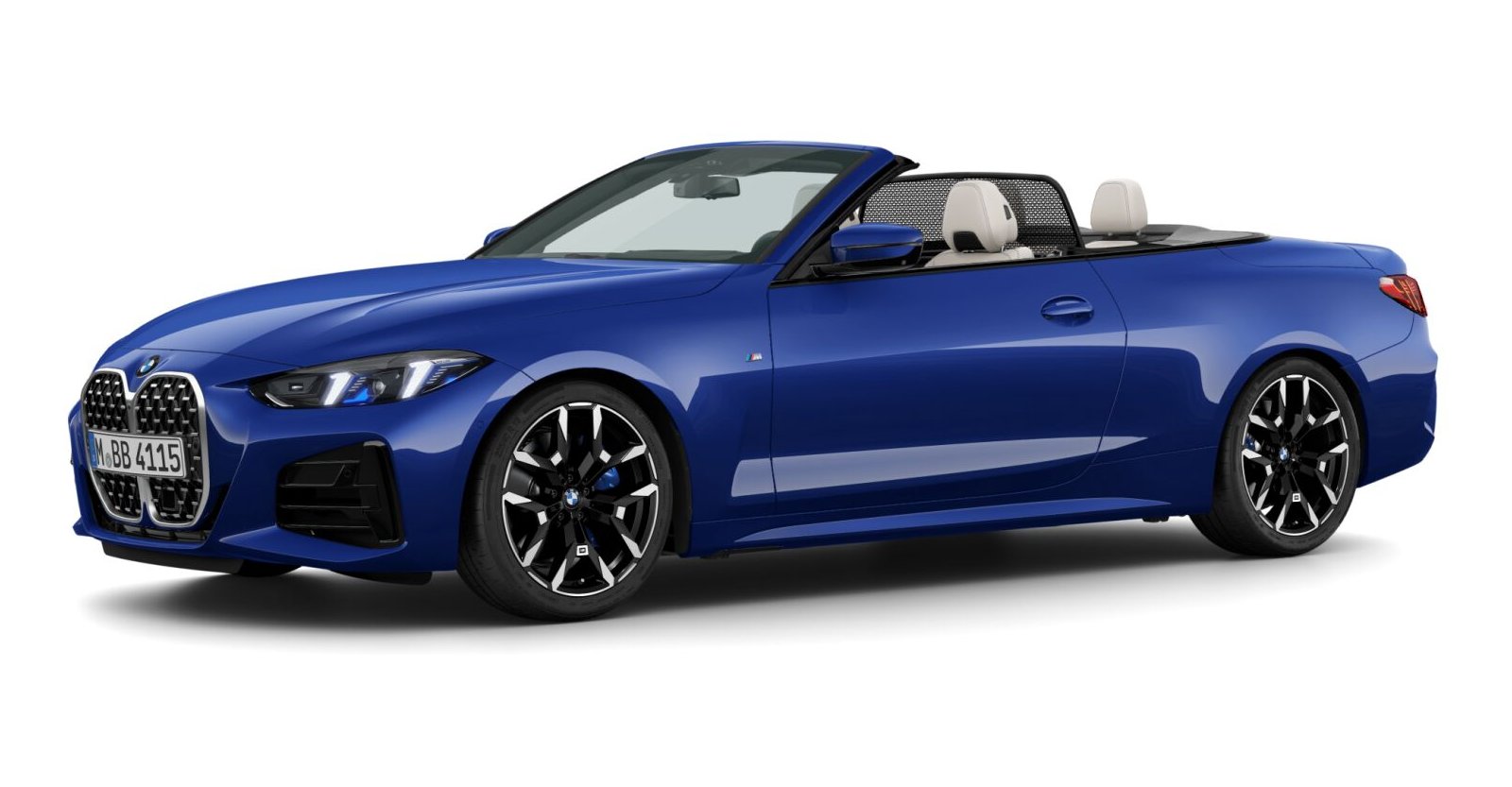 BMW 430i xDrive Cabrio in Blau von vorne