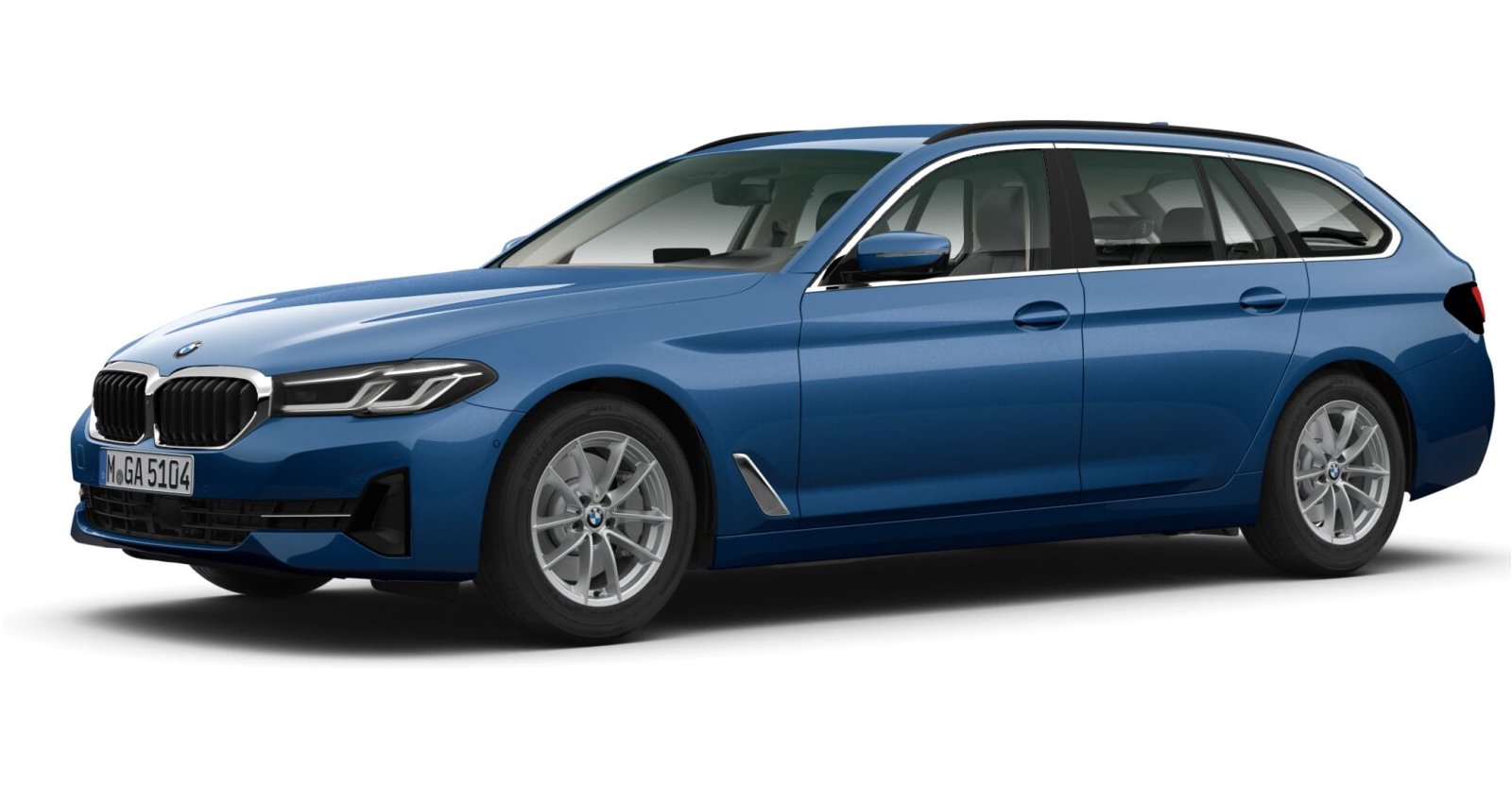 BMW 530d xDrive Touring in Blau von vorne