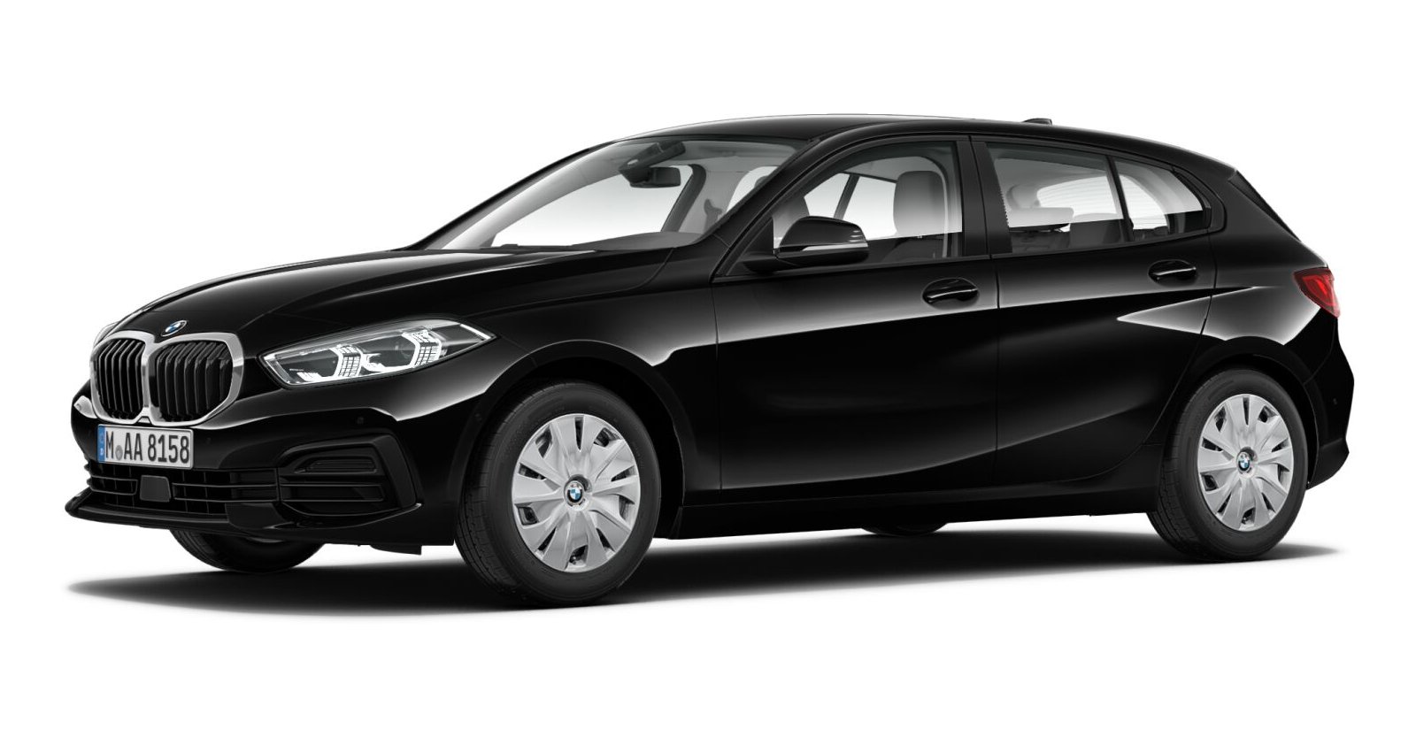 BMW 118i in Schwarz von vorne