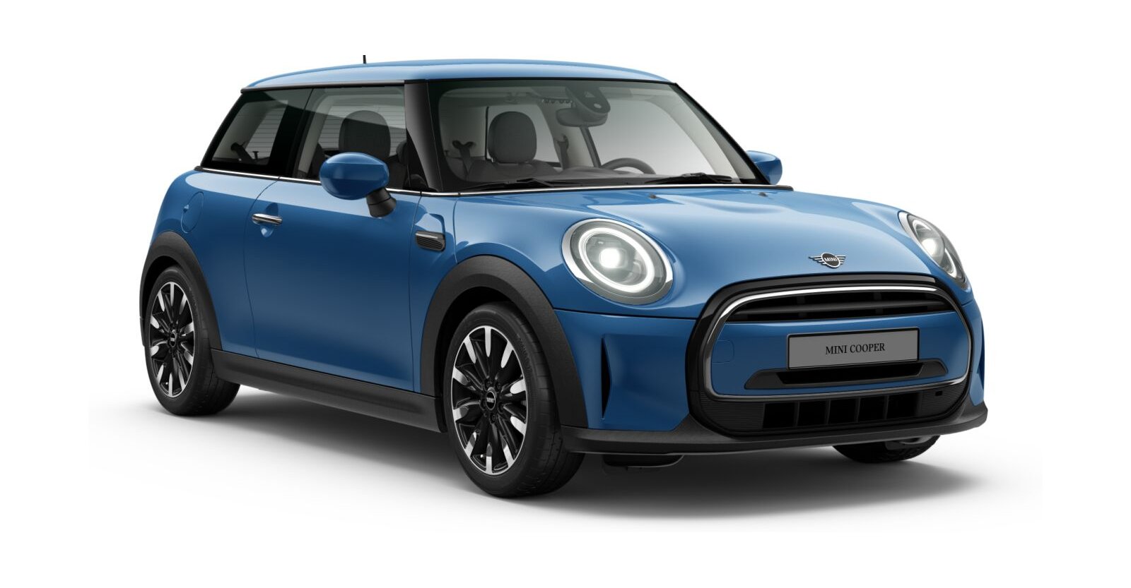 MINI Cooper 3-Türer in Blau von vorne MINI Cooper 3-Türer in Blau von vorne
