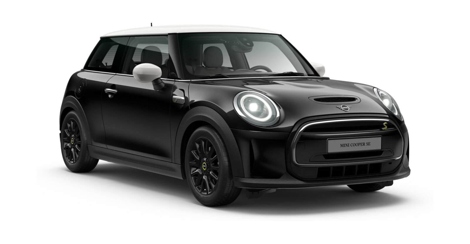 MINI Cooper SE in Schwarz von vorne MINI Cooper SE in Schwarz von vorne