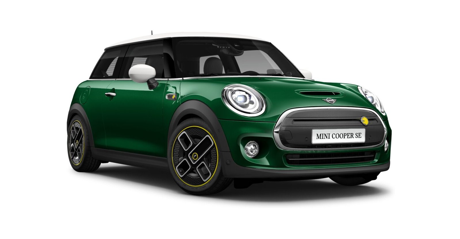 MINI Cooper SE in Grün von vorne MINI Cooper SE in Grün von vorne