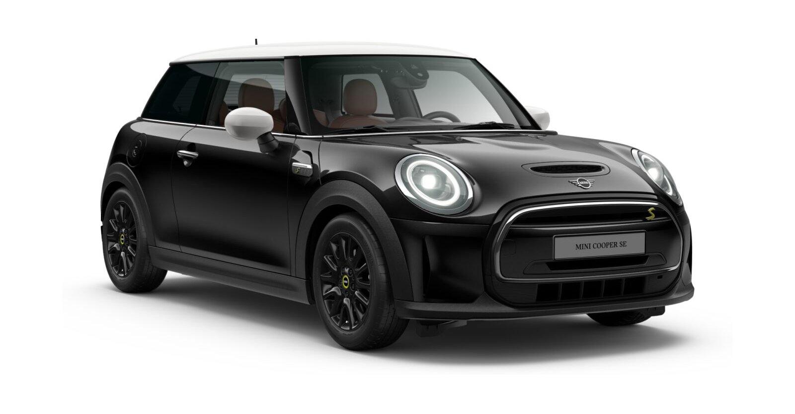 MINI Cooper SE in Schwarz von vorne MINI Cooper SE in Schwarz von vorne