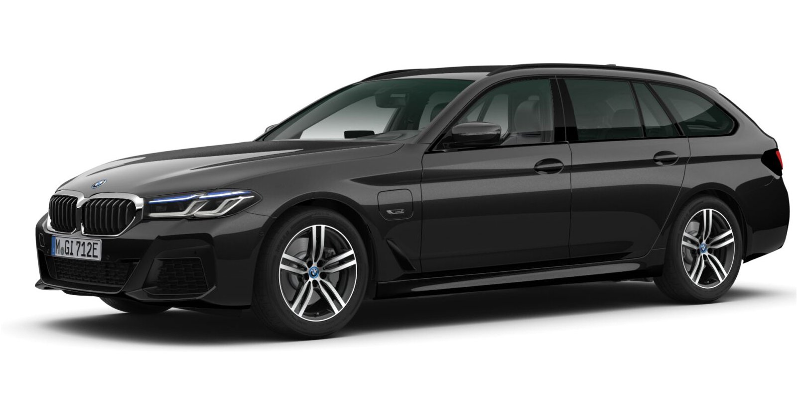 BMW 530e Touring in Schwarz von vorne