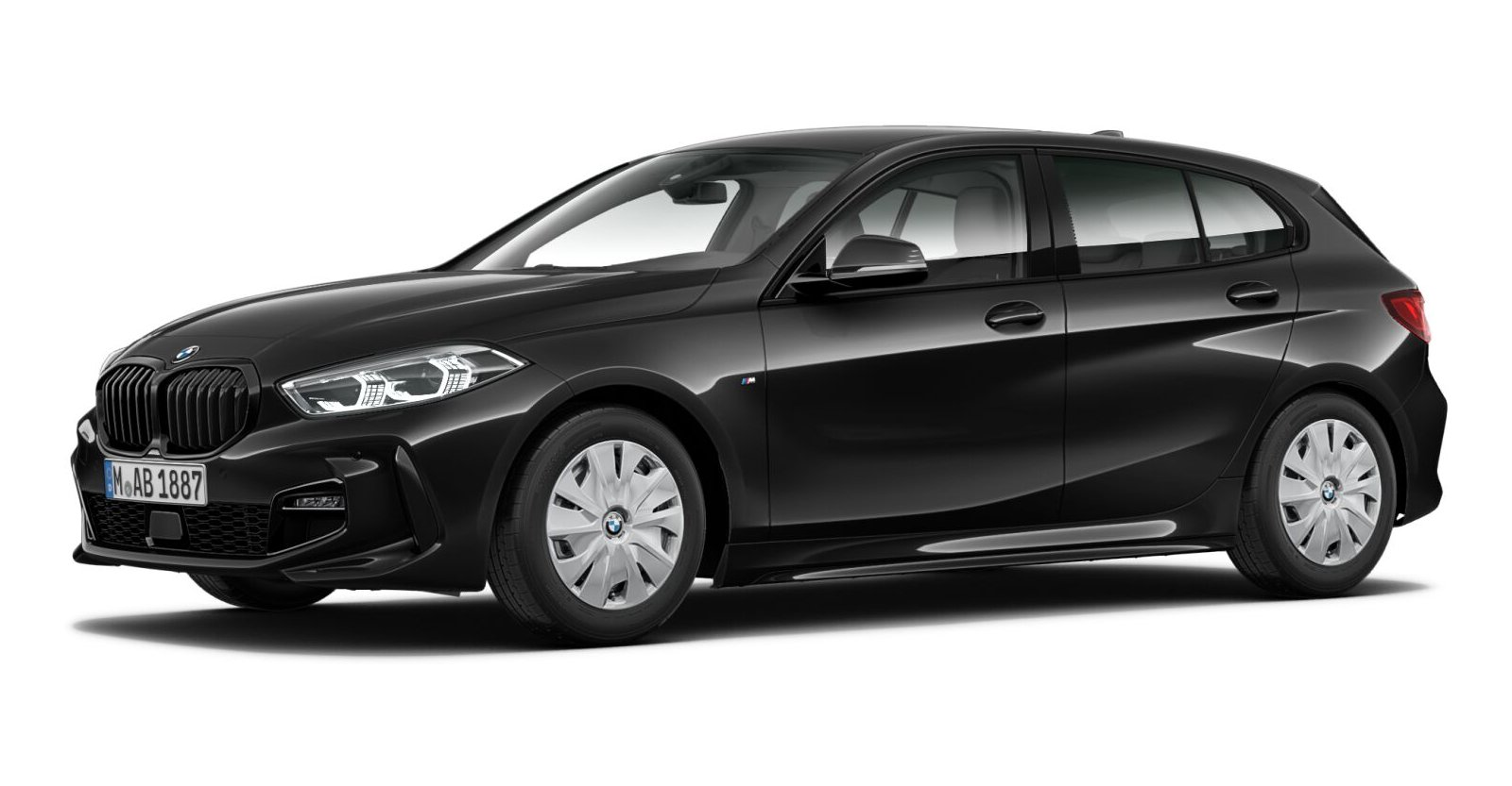 BMW 118d in Schwarz von vorne