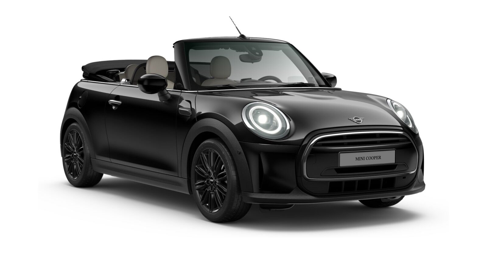 MINI Cooper Cabrio in Schwarz von vorne MINI Cooper Cabrio in Schwarz von vorne