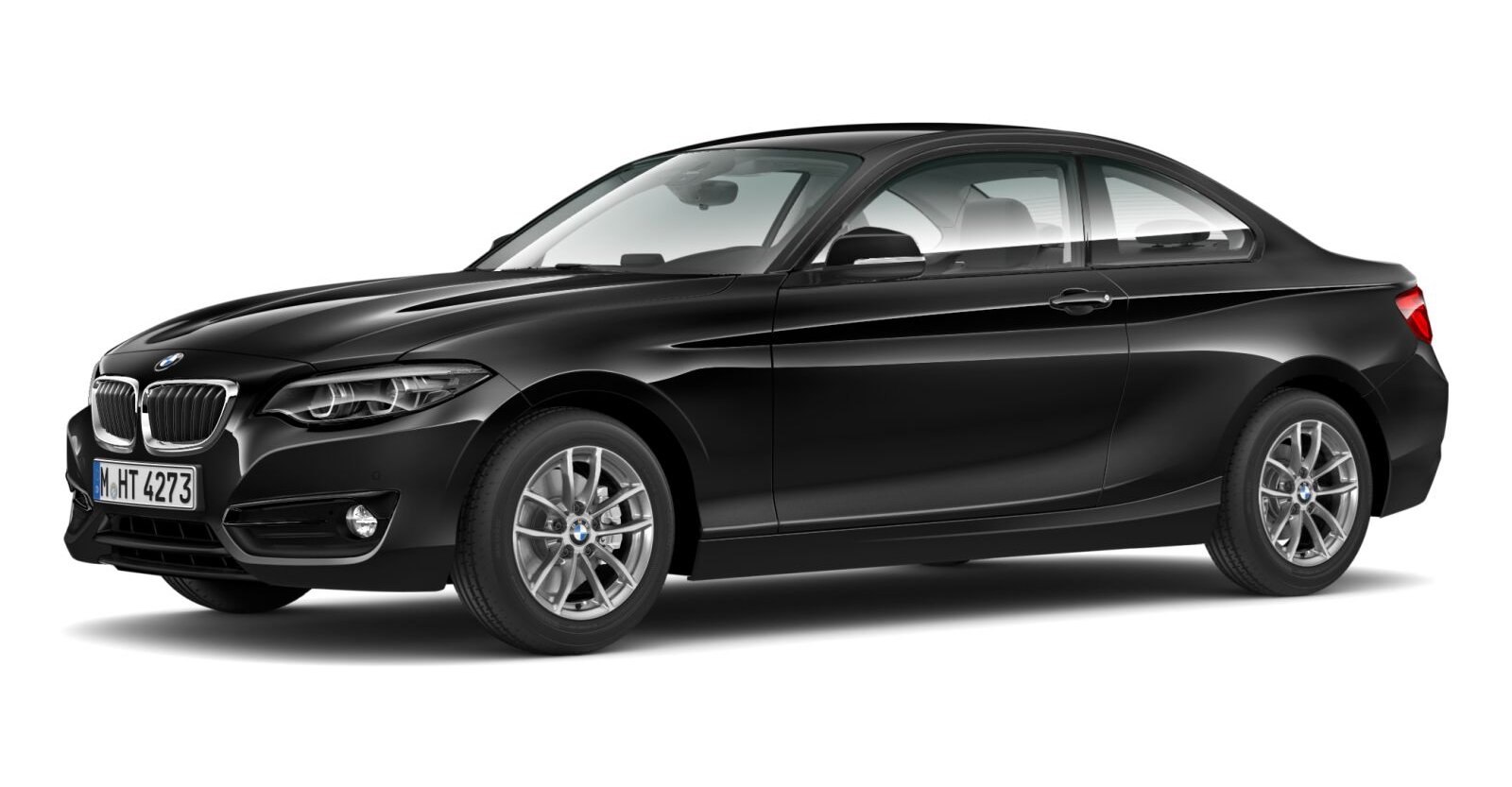BMW 220i Coupé in Schwarz von vorne