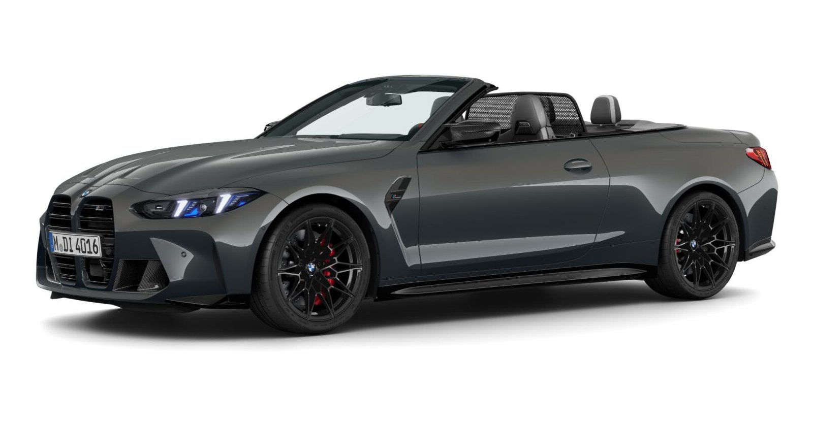 BMW M4 Competition Cabrio mit M xDrive in Grau von vorne BMW M4 Competition Cabrio mit M xDrive in Grau von vorne